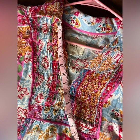 Umgee Boho Mixed Floral Patchwork Babydoll Mini Dress XL - Picture 11 of 14